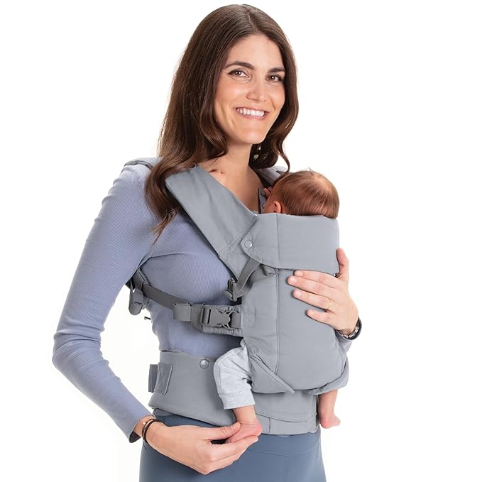 Beco Gemini Baby Carrier from Newborn to Toddler - Certified Ergonomic Newborn Baby Carrier for Infants and Children of 7-35 lbs - M Shape, Adjustable Seat, 100% Cotton (Grey)-CubbioJoy