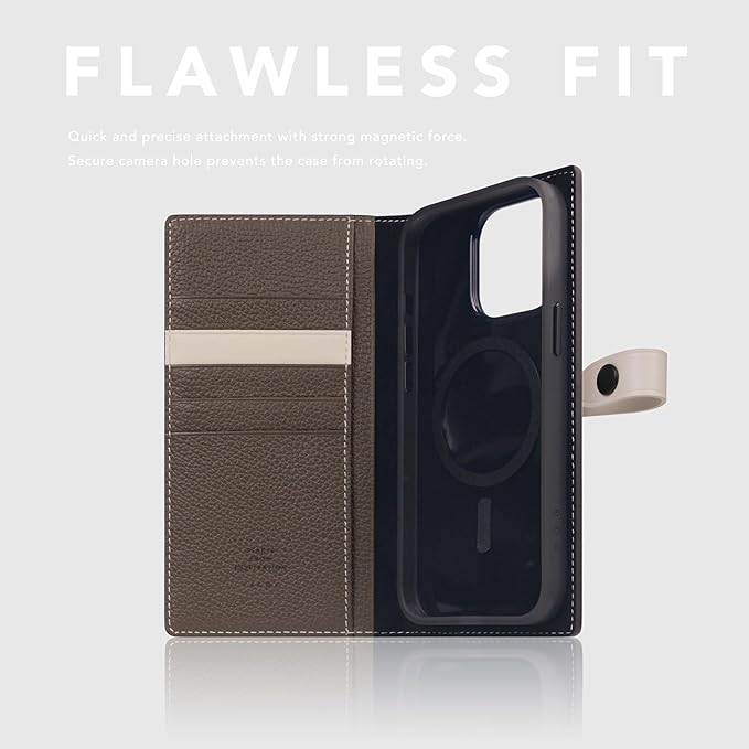 D8 Edition Full Grain Leather Wallet Case for iPhone 15 Pro Max - [2-in-1] Handcrafted Detachable Diary Style with Magnetic MagSafe Back Cover and Snap Closure, Gift Box Included (Etoffe Cream)-CubbioJoy