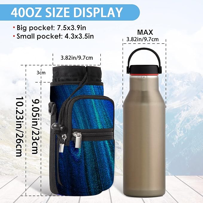 25/32/40/64oz Water Bottle Bag Holder Carrier-Insulated Crossbody Sling Case Sleeve with Strap & Pockets for Men Women Gym Cycling Travel Walking Hiking Camping-CubbioJoy