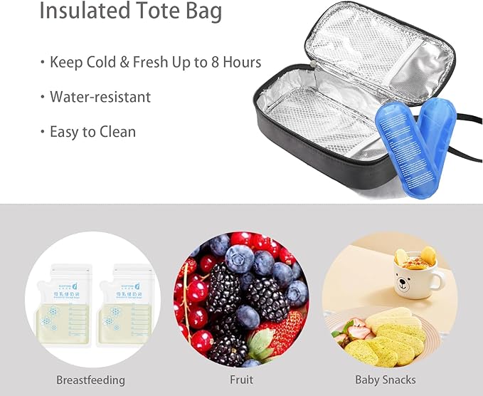 Insulated Breastmilk Cooler Bag with 2 Ice Packs - Breastmilk Cooler Organizer Bag for Daycare, Breastfeeding Mom Travel Outdoor-CubbioJoy