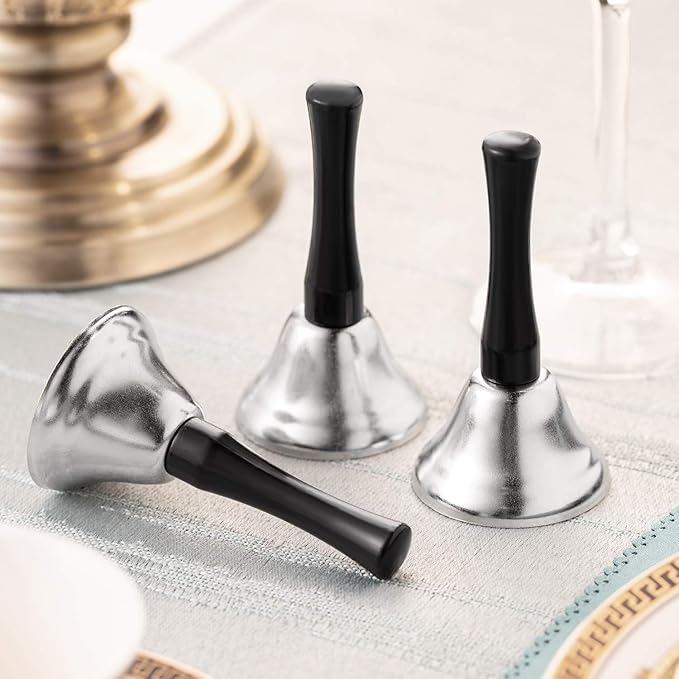 Boao 12 Pieces Metal Hand Bells Music Service Hand Bells Musical Instruments Percussion for Christmas Party Supplies(Silver)-CubbioJoy