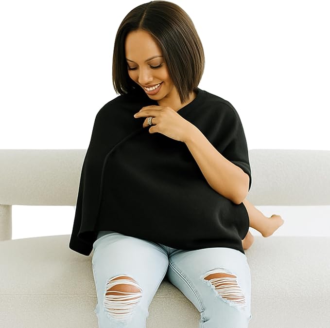 Breathable Nursing Cover Poncho – Stylish Multi-Use Breastfeeding Scarf, Car Seat Cover & Baby Blanket for Modern Moms-CubbioJoy