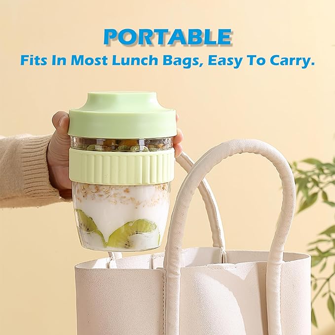 Breakfast On The Go Cups, Overnight Oats Containers With Lid And Folding Spoon, Take And Go Yogurt Cereal Snack Parfait Salad Containers For Lunch, Fruit & Vegetable Jar, 20 oz(Pink)-CubbioJoy