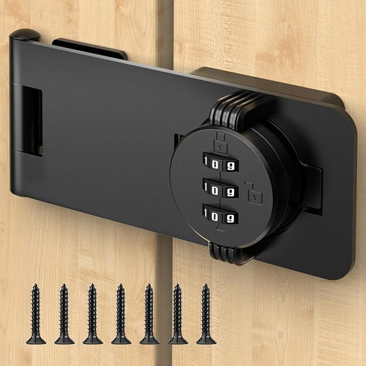 Keyless Cabinet Lock with Combination, Locker Code Lock with 3-Digit Combination, Security Door Lock for Drawers, Lockers, Bifold Doors, Small Doors, Closets, Refrigerators (Black-1pc)-CubbioJoy
