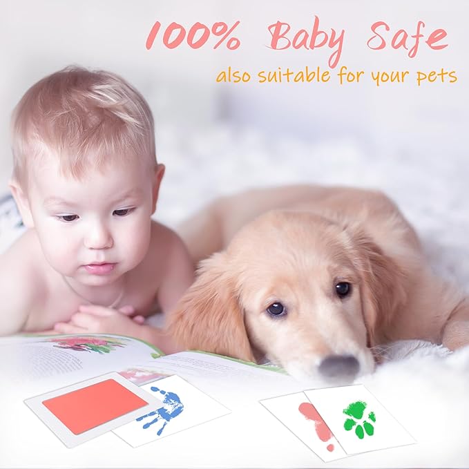 4-Pack Baby Footprint Kits,Inkless Hand and Footprint Kit,Clean Touch Baby Handprints and Footprints Kits,No Mess Ink Pad for Baby Hand and Footprints,Baby Shower Gifts for New Moms-CubbioJoy