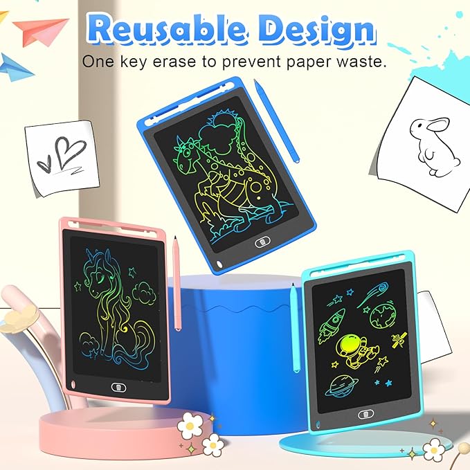 3 Pack LCD Writing Tablet for Kids, 8.5 Inch Colorful Doodle Board Drawing Tablet, Educational Learning Toys Birthday Gifts for Boys Girls Age 3 4 5 6 7 8-CubbioJoy
