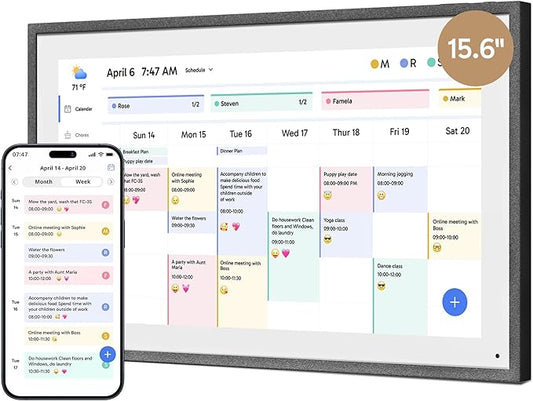 Dragon Touch 15.6" Digital Calendar Chore Chart – 1080P Full HD Interactive Touchscreen, Smart Family Planner, Hearth Display Digital Calendar Wall & Desk Mountable for Seamless Scheduling Black-CubbioJoy