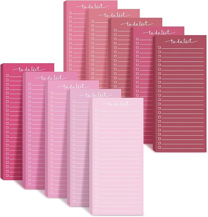 Censen 10 Pack 500 Sheets To Do List Notes Daily Checklist Notepads with 50 Sheets Each Undated Color Memo Pad Block Shopping List Pad Weekly Plan Notepad Organizer Planners (Gradient Pink,Lined)-CubbioJoy