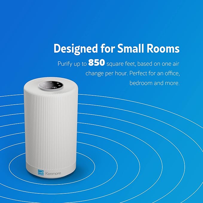 Kenmore PM1005 Air Purifier with H13 True HEPA Filter, Covers Up to 850 Sq.Foot, 25db SilentClean 3-Stage HEPA Filtration System for Office & Bedroom-CubbioJoy
