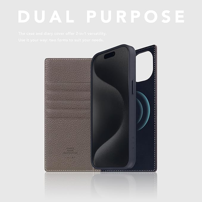D8 Full Grain Leather Wallet Case for iPhone 15 Plus - [2-in-1] Handcrafted Detachable Diary Style with Magnetic MagSafe Back Cover, Gift Box Included (Etoffe Cream)-CubbioJoy
