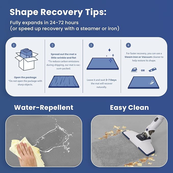 Baby Play Mat for Floor,1.3" Thick Elasti-Foam 74×50 Playpen Mat for Toddlers Infant Kids,Water-Repellent Soft Coral Velvet for Tummy Time, Non-Slip Backing for Crawling,Tatami Style(Light Grey)-CubbioJoy