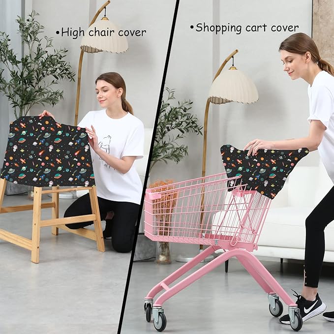 Carseat Covers Unisex - Black Creative Spacecraft Pattern Car Seat Canopy Cover for Babies, Multi-use Breastfeeding Cover, Baby Shower Gifts for Boy and Girls-CubbioJoy