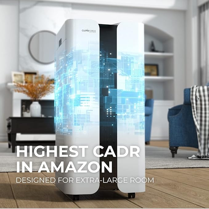 CleanForce MEGA1000 Extra large Air Purifier for home large room, covers 3000 sqft, H13 True HEPA Filter, Filters 99.97% dust, smoke, odor, pollen, VOCs, Commercial Air Cleaner for office, classroom-CubbioJoy