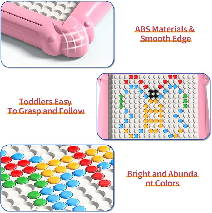 2-IN-1 Large Magnetic Drawing Board for Toddlers Kids, Magnetic Color and Number Maze, Magnetic Dot Art Board for Kids, Montessori Education Travel Toys for Boys Girls Age 3 4 5 6 7 8 Years Old-CubbioJoy