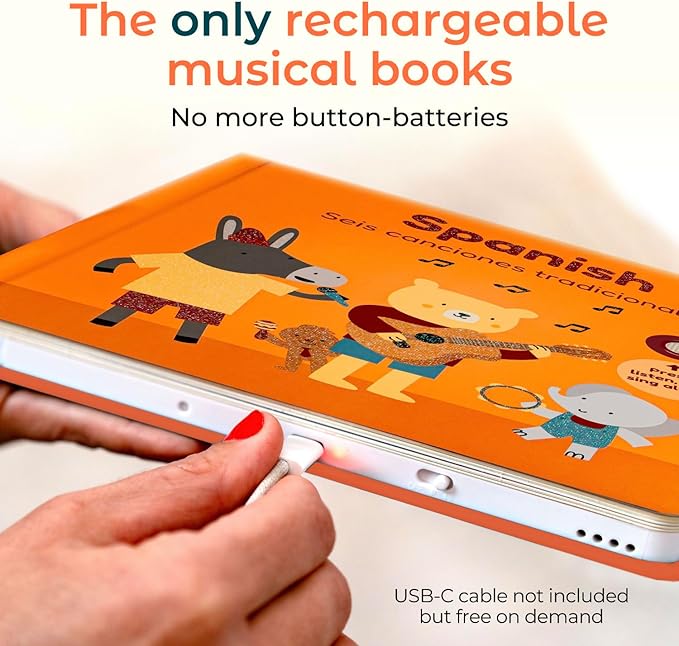 Cali's Books Spanish Book for Toddlers 1-3 - Musical Books for Kids, Interactive Baby Sound Book, Educational Song Learning Toys, Bilingual Music Toy for Babies, Libros para ninos en Espanol-CubbioJoy