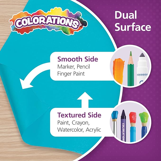 Colorations Arts and Crafts Paper Roll - 36" x 1000', Aqua, Dual Surface, Markers, Finger Paints, Painting, Watercolors, Acrylic Paints, Wall Art, Bulletin Board Paper, Kids Crafts (Item # DSLB)-CubbioJoy