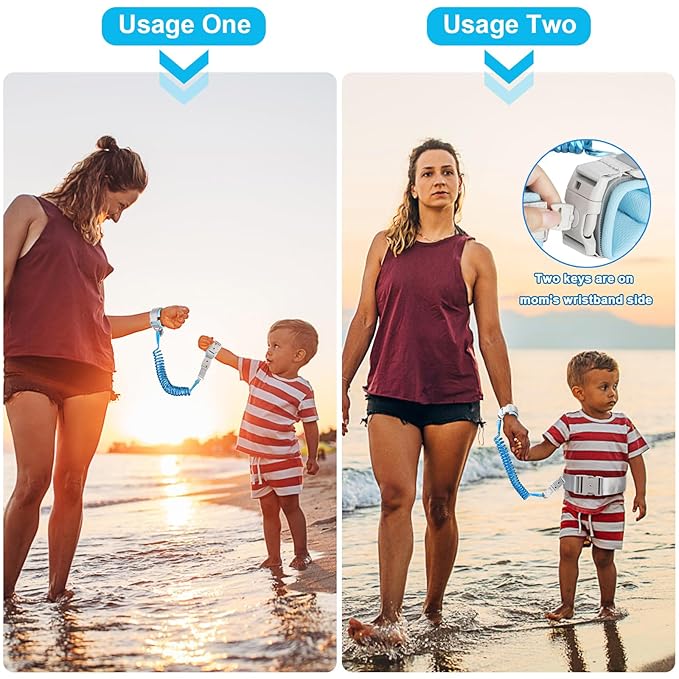 Accmor Reflective Toddler Belt Leash, 2 in1 Anti Lost Wrist Link for Baby, kid Anti Lost Waist Band Child Leash with Lock for Boys Girls, Child Walking Harness Wristband Rope Tether for Outdoor Travel-CubbioJoy