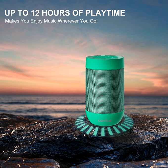 comiso Bluetooth Speaker with IP65 Waterproof,5.3 Bluetooth,TWS Pairing,Support TF Card,Portable Wireless Speaker for iPhone Samsung and More-Green-CubbioJoy