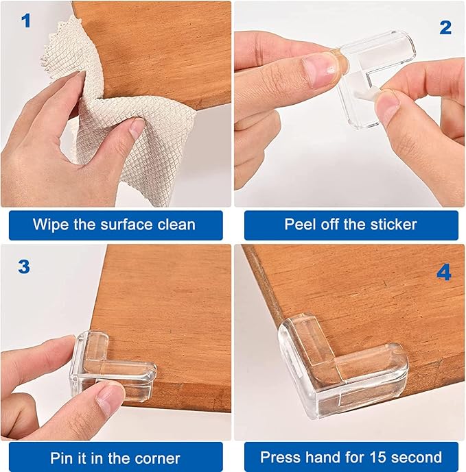 24 Pack Corner Protector for Baby, Corner Guards Corner Protectors for Furniture for Table Edges & Sharp Corners- Baby Proofing (L Shape+Round Shape)-CubbioJoy
