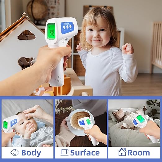 Berrcom Non Contact Forehead Thermometer Digital No-Touch Infrared Thermometers 3 in 1 for Adults and Kids Fever Check Thermometer Temperature Gun for Baby(Included 2X AAA Batteries)-CubbioJoy