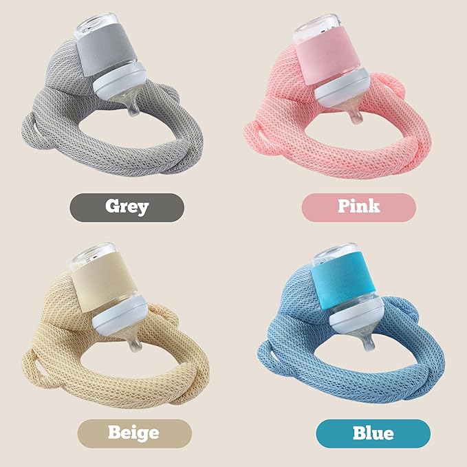 Bottle Holder Pillow, Plush Feeding Support Pad - Relieve Hand & Wrist Soreness, Adjustable Nursing Pillow, Pink-CubbioJoy