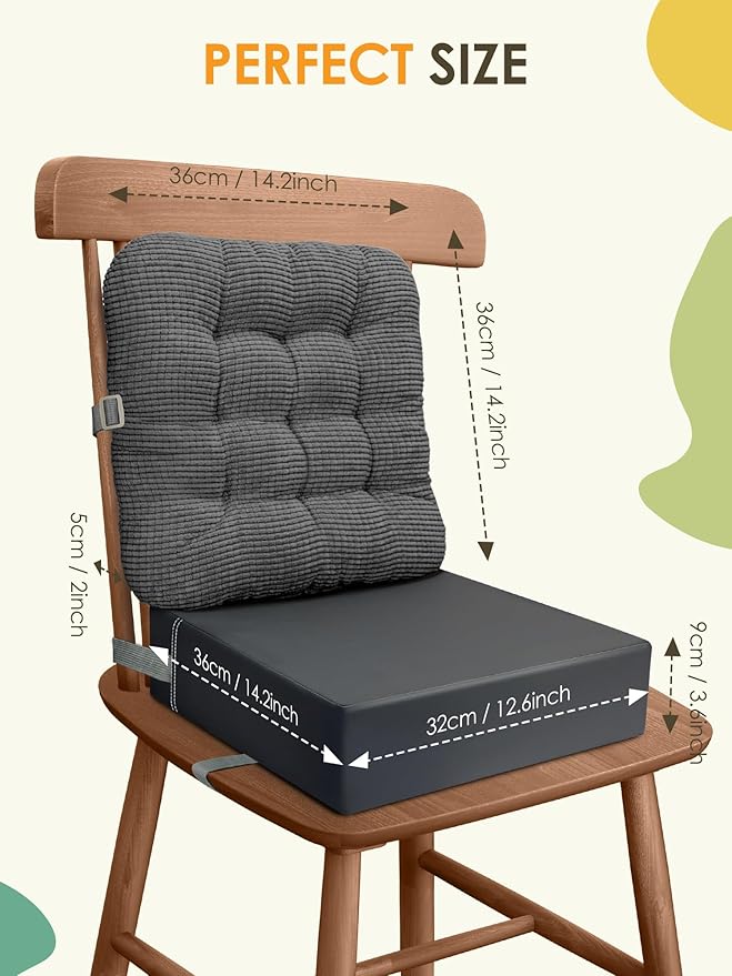 Booster Seat for Kitchen Chair, Adjustable Washable Safety Belts Toddler Booster Seats, PU Non-Slip Kids Dining Table Booster Seat, Portable Travel Increasing Cushion for Baby Child Kid Boy Girl-CubbioJoy