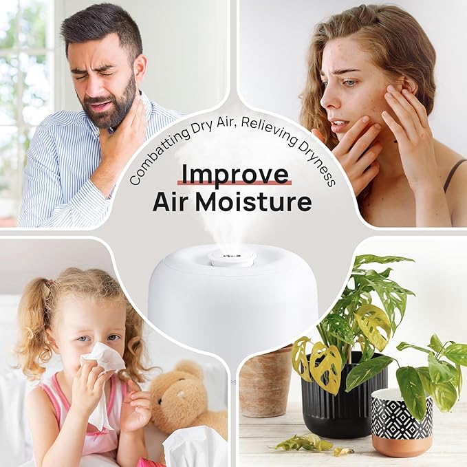 2L Cool Mist Humidifier for Bedroom with 360° Adjustable Nozzle, High and Low Mist Levels, Ultra-Low Noise, Light-Off, No BPA, Auto Shut Off, Ideal Baby Humidifier with Easy Top Filling-CubbioJoy