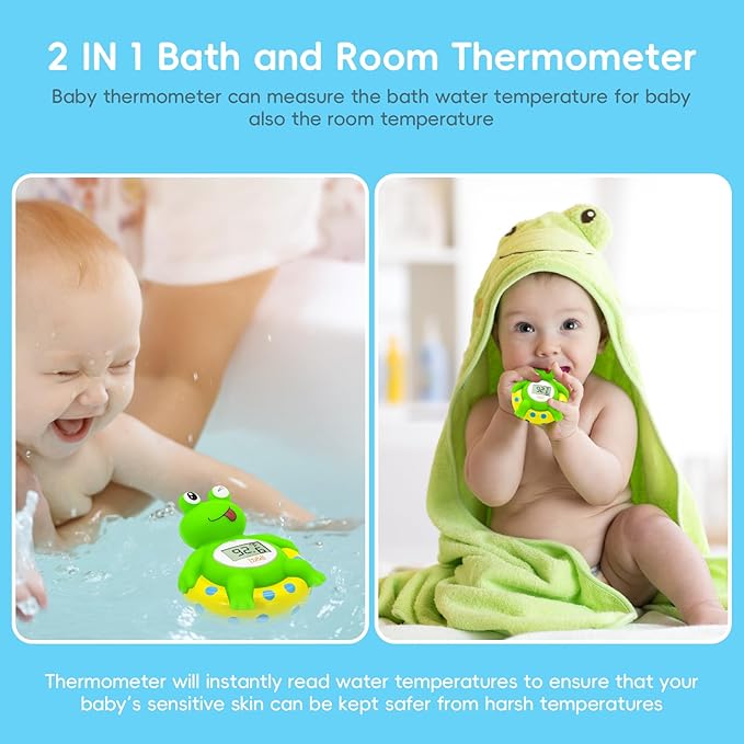 b&h Baby Bath Thermometer Frog - Easy to Read Display | BPA-Free| Fahrenheit or Celsius | Digital Water Temperature Thermometer for Newborns & Infants, Safe Floating Bath Toy-CubbioJoy