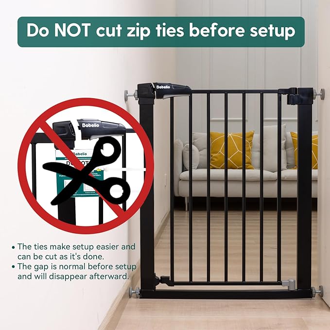 Babelio Baby Gate, 29-43" Auto-Close Easy Install Pet Gate, Extra Wide Walk Thru Child Safety Gate, 30" Tall Pressure-Mounted Metal Dog Gate for Doorways & Stairs, Black-CubbioJoy