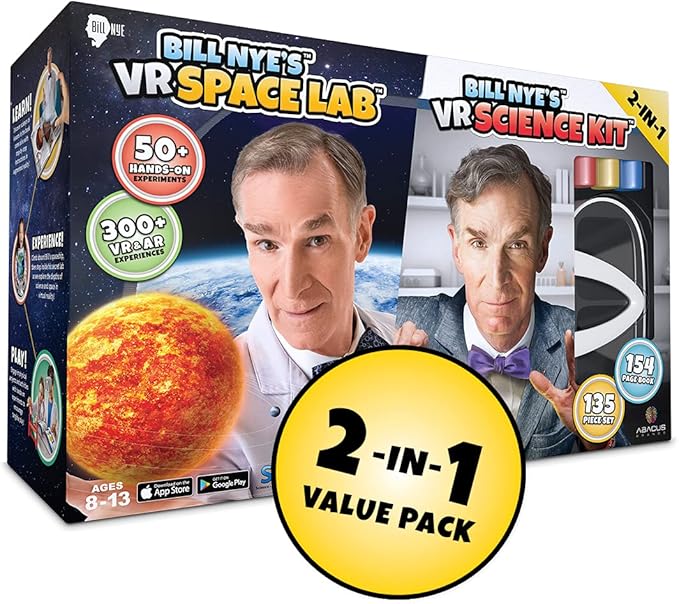 Bill Nye's VR Science Kit and VR Space Lab - Virtual Reality Kids Science Kit, Book and Interactive STEM Learning Activity Set (2 in 1 Combo Pack) - for Ages 8 and Up [Packing May Vary]-CubbioJoy