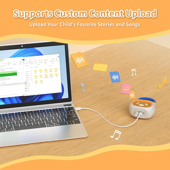 alilo Pocket Bunny Portable Kids Music Player, Musical Toys for Toddlers 1-3-5, Preloaded 120+ Stories/Music/Lullabies/White Noise,High Fidelity Sound Travel Bluetooth Speaker (with Strap and Ring)-CubbioJoy