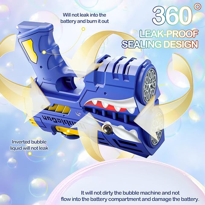2 Pack Bubble Guns with 4 Bottles Refill Solution, LED Light Up Rechargeable Bubbles Machine Blower for Kids Toddlers 4-8, Outdoor Toys Gifts, Wedding Easter Party-CubbioJoy