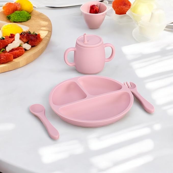 4-in-1 Silicone Sippy Cup with Snack and Straw Lid 6oz | Transition Training Cup for 6+ months to Toddler (Beige)-CubbioJoy