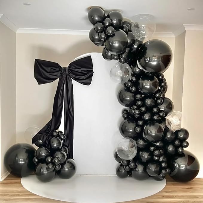 140pcs Metallic Black Round Balloons Different Sizes 18 12 10 5 Inch Latex Balloons for Arch Decoration Party Balloon Kit for Graduation Birthday Party Wedding Balloon Baby Shower Decoration-CubbioJoy