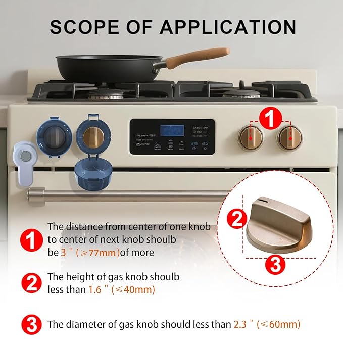 5+1 Packs Stove Knob Safety Covers, Childproof Oven Door Lock, Double-Key Design and Universal Size, Water Resistant Oil Resistant and High Temperature Resistant, for Home Kitchen Kids Pets Childproof-CubbioJoy