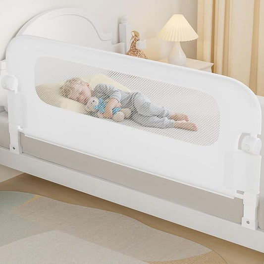 Baby Bed Rail Guard for Toddlers -59" Toddler Bed Rails for Twin, Full, Queen, King Bunk Size Bed Swing Down Bedrail Extral Tall Child Safety Side Railing Guards for Kids White-CubbioJoy