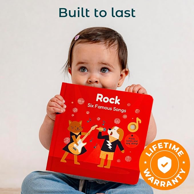 Cali's Books Rock Music Books for Toddlers 1-3 - Singing Button Sound Board Book for 2 Year Old Children, Musical Toddler Rock Songs Toys, 18 Month Interactive Learning Toy, USB-C Rechargeable-CubbioJoy