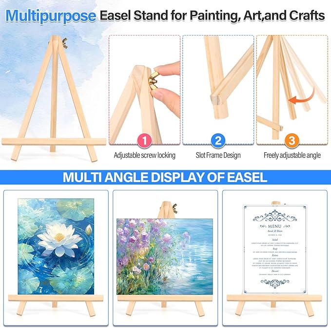 12 Pack 8x10” Canvas Boards and Round Canvas for Painting, Couple Painting Kit with Wood Easel, Acrylic Paint, Paint Brushes Set for Kids Teenagers Adults Date Night Sip and Paint Party-CubbioJoy