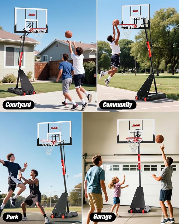 Basketball Hoop Outdoor 10 FT Height Adjustable, Portable Basketball Goals Systems with 45" Backboard for Youth Adults Kids - Backyard, Driveway, Indoor Play-CubbioJoy