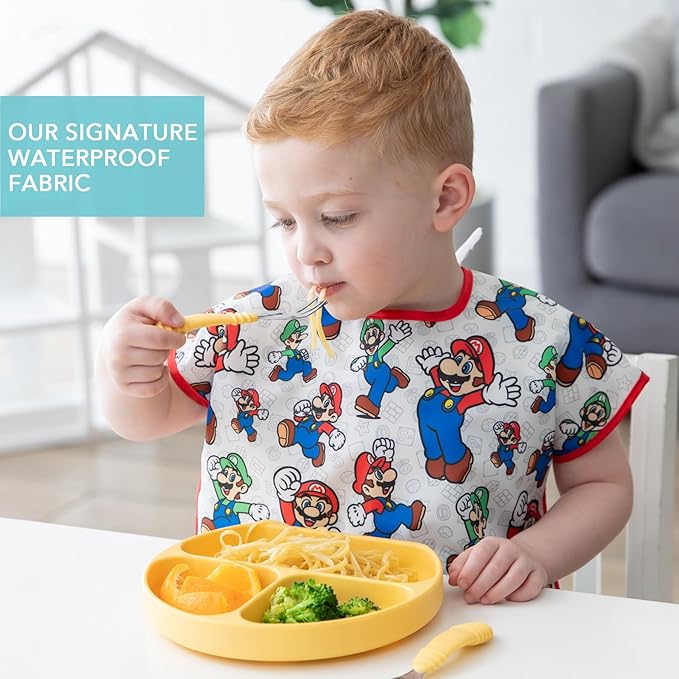 Bumkins Bibs - Toddler Bibs, Waterproof, Large for 1-3 Years, Short Sleeve-CubbioJoy