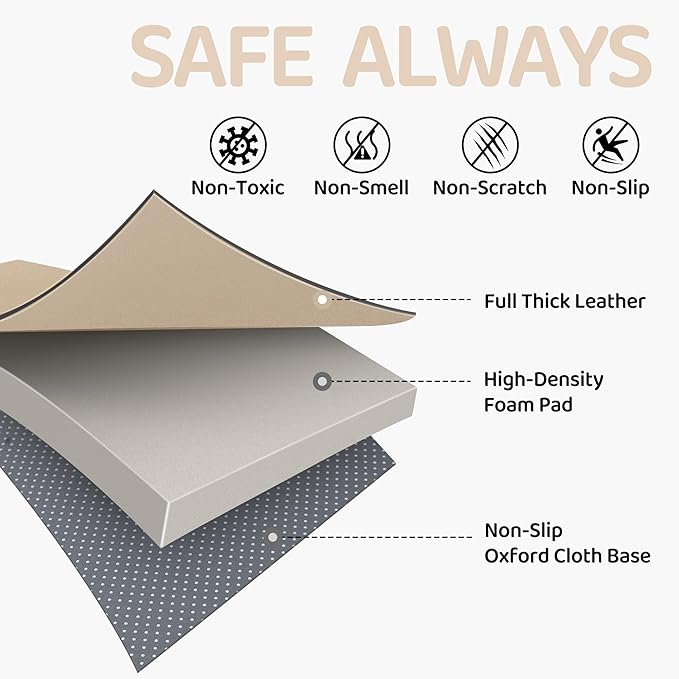 Bella’s Friends Foldable Baby Play Mat for Floor, 50"x50" Vegan Leather Playpen Mat, 1.2" Extra Thick Foam, Non-Toxic, Wipe-Clean, Travel-Ready, Non-Slip Crawling Mat for Kids Toddlers&Infants, Beige-CubbioJoy