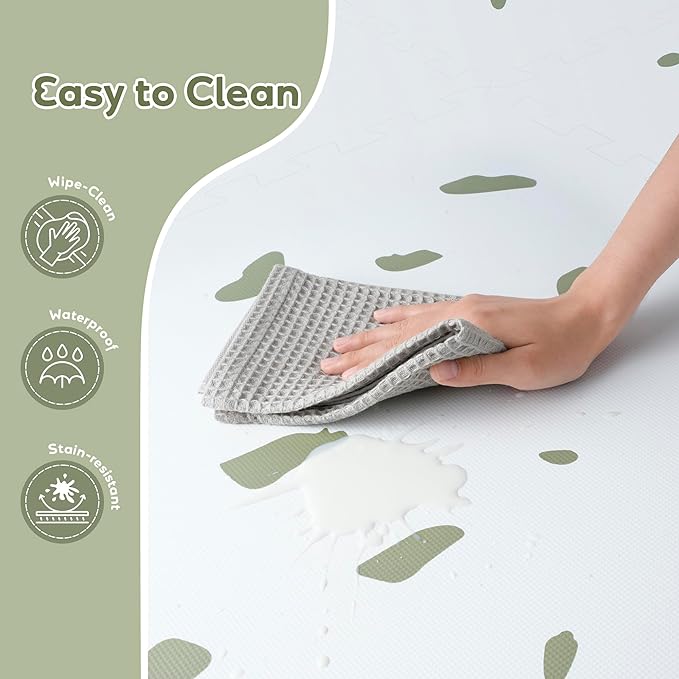 Baby Foam Play Mat-72”x 48” Baby Playmat,6-Piece Interlocking Foam Floor Tiles,Puzzle Mat for Infants and Toddlers,Waterproof Crawling Mat,Non Toxic Play Mat for Baby Tummy Time Mat(Spot)-CubbioJoy