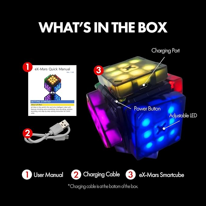 Connect | AI Robot Cube & Smart Cube, Self Scrambling STEM Cube with 10 Puzzle Types | Self Solving Speed Cube, Plays Music | Great X-Mars Experience for Kids, Teens & Adults.-CubbioJoy