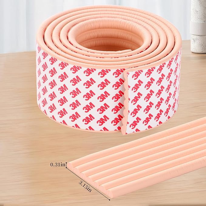 Corner Protector for Baby, Widen Edge Protector with Adhesive Backing, Baby Proofing Edge Corner Protectors Self Adhesive Furniture Corner Guard Bumper for Table, Desk, Fireplace (Pink, 6.6ft)-CubbioJoy