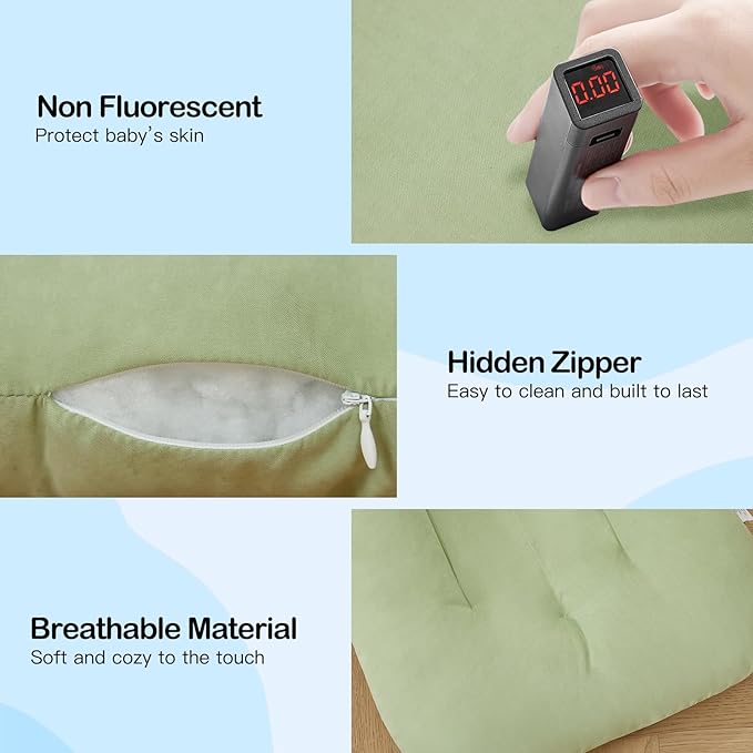 Baby Lounger for Newborn, Bionic Design Baby Lounger, Soft Organic Cotton Breathable Lounger for Infants 0-18 Months (Green)-CubbioJoy