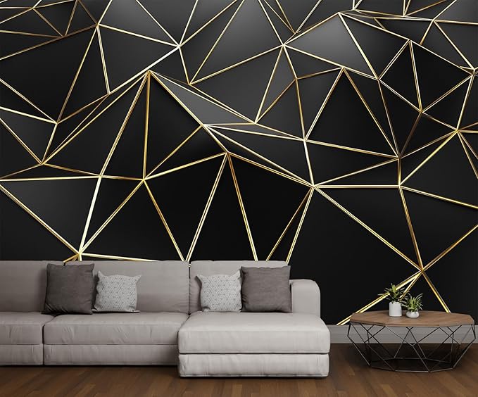 Black Geometric 3D Mural Wallpaper for Bedroom Living Room TV Background Home Decorations(Not Self-Adhesive)-CubbioJoy