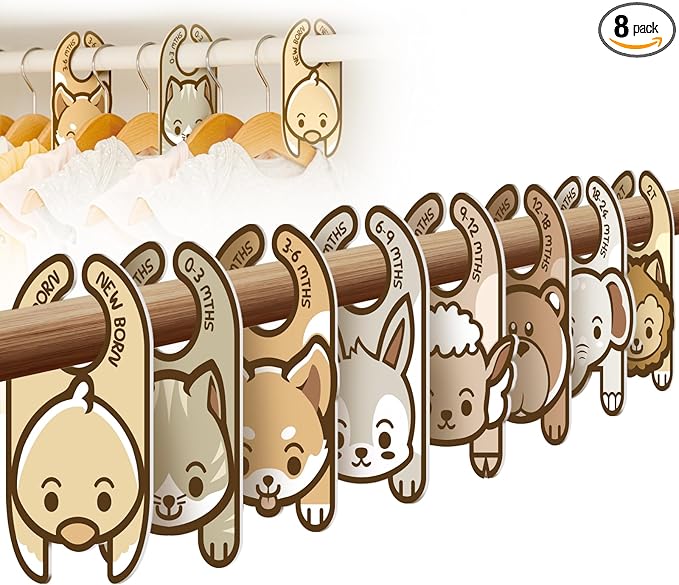 Baby Closet Dividers (Set of 8), Baby Hanger Dividers for Infant to Toddler, Nursery Organization for Clothes, Girl & Boy Closet Organizers-CubbioJoy