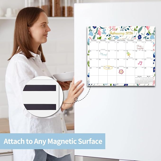 2025-2027 Magnetic Fridge Calendar 21 Monthly Magnetic Calendar for Refrigerator Planner Runs from October 2025 Until June 2027 Easy Organizing Markers Tearable (Flower)-CubbioJoy
