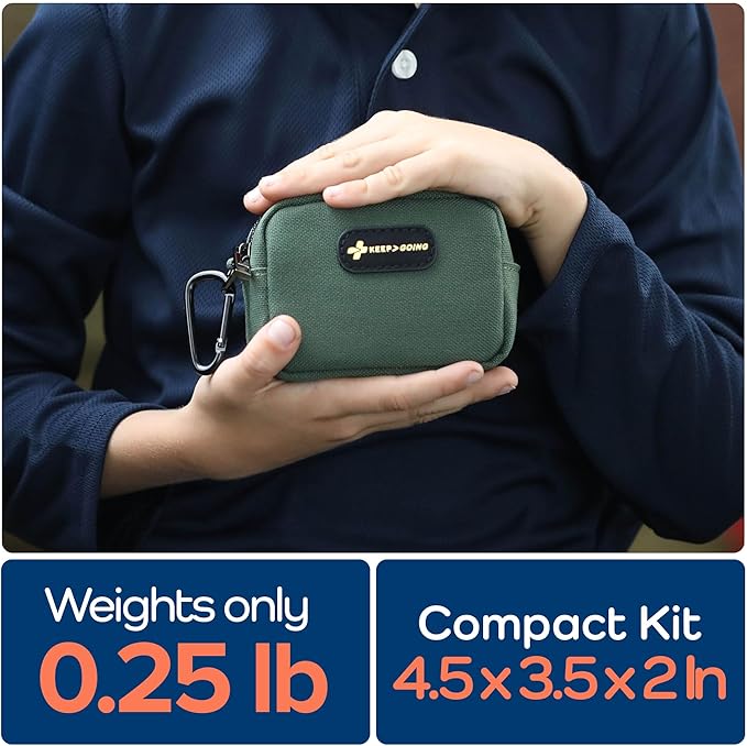 KeepGoing Small Travel First Aid Kit Kids – 60 Pc. Mini First Aid Kit for Purse, Diaper Bag, & Backpack with Latex-Free Bandages – 4 Oz., & 4.5 x 3.5 x 2 in, TSA-Approved-CubbioJoy