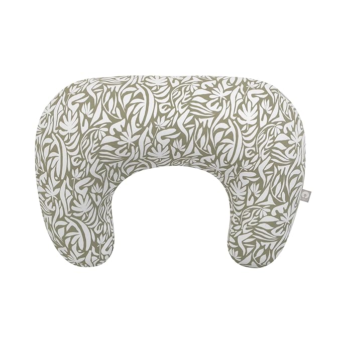 Boppy Nursing Pillow - Ergonomic Bottle & Breastfeeding Pillow, Higher, Firmer & Larger, Water-Repellent with Washable Organic Cotton Cover, Baby Safety Alliance Verified - Green Cut Out Leaves-CubbioJoy